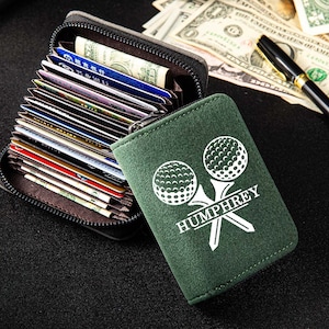 Benutzerdefinierte Name Herren Golf Geldbörse, RFID-blockierende Geldbörse mit Multi-Kartensteckplatz, Golf Geschenkidee, Geburtstags- / Vatertagsgeschenk für Papa / Mann / Ihn
