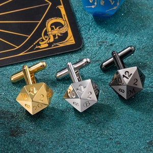 Boutons de manchette D20 personnalisés pour les amateurs de jeux vidéo du MDN-cadeau de garçon d'honneur, donjons et dragon, bouton de manchette de mariage du MDN, cadeau d'anniversaire, cadeau pour SM image 4