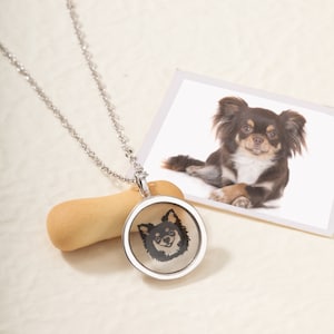 Custom Pet Portrait Necklace Personalized Pet Photo Jewelry Dog Portrait Necklace Cat Portrait Necklace Custom Portrait Pet Memorial Gift