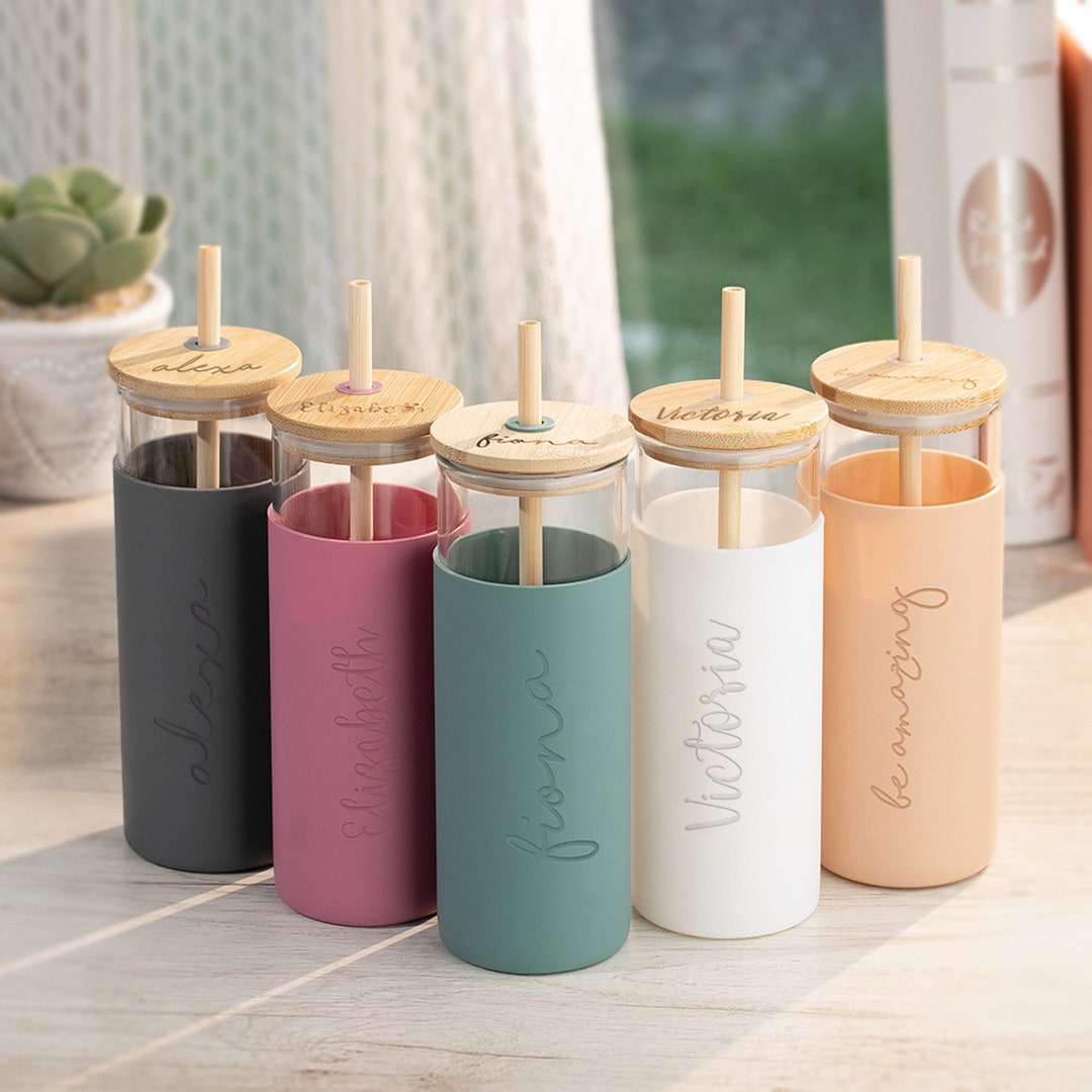 Personalized Glass Tumbler With Straw Ice Coffee Tumbler Glass Tumbler ...