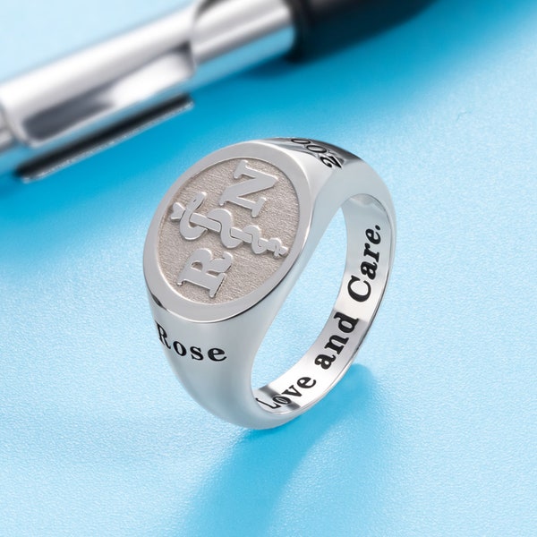 Custom Medical Symbol Signet Rings 925 Sterling Silver Profession Personalized Engraved Year Name Signet Nurse Rings Medical Symbol Jewelry