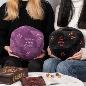 Personalized D20 Dice Velvet Throw Pillow Rpg Game Room Gamer Gifts Dice Pillow Nerdy College Student Dungeons And Dragons Plush Velvet