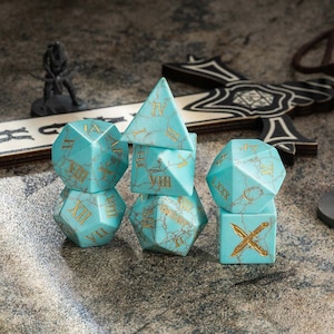 Custom Turquoise Roman Number Dice Set Personalized D20-DnD D and D Dice Picture or Symbol-Custom D20 Dice-Personalized D20 Dice