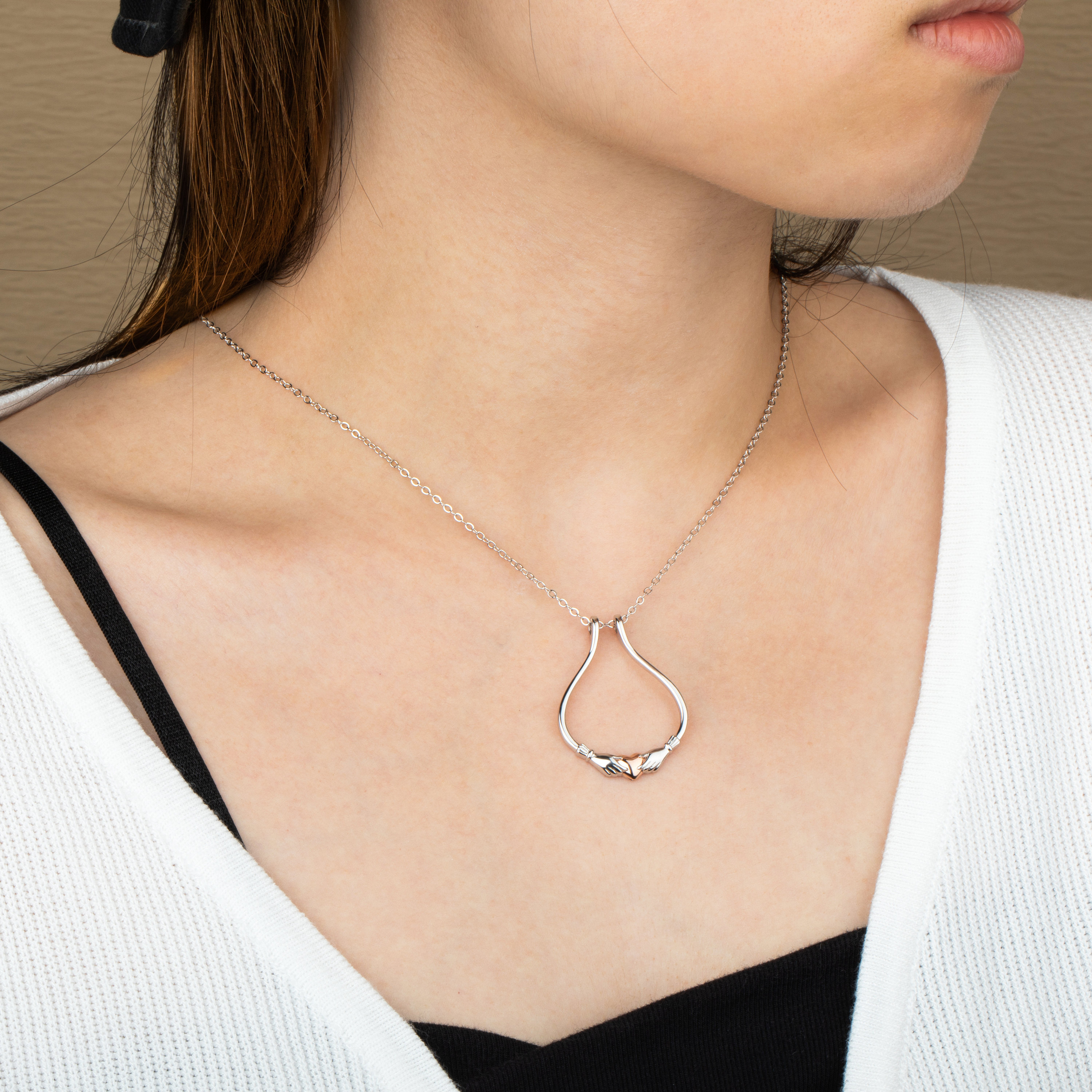 Double Geometric Ring Holder Necklace - Curlicue NZ Eco Jewellery