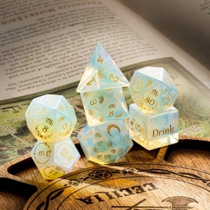 Custom Zodiac Sign Opal Dice, Personalized DND Patter Dice, Customize D20 Dice Sharp Edged Dice Set Dungeons and Dragons Dice Set
