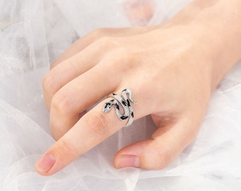 Handmade 925 Sterling Silver Snake Open Rings, Serpent ring, vintage ring, dainty ring, wrap ring, thin ring, dainty ring