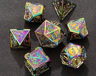 Metal DND Sword Weighted Dice Set, DND Dice Set, Metal Dice Set, Metal Polyhedral Dice Set, Sword Dice, Role Playing Games Dice