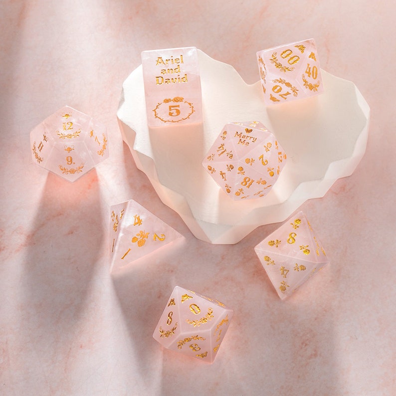 Custom Pink Crystal Romantic Rose Dice Personalized D20dnd D Etsy