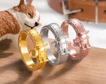 Personalized Pet Collar Ring Pet Memorial Jewelry Handmade Jewelry for Girl/Women