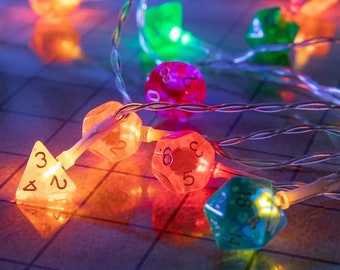 Handmade LED Dice Light Strands | Fairy Lights, DND LED String Light, D20 Dice Light for Christmas Tree Doldols