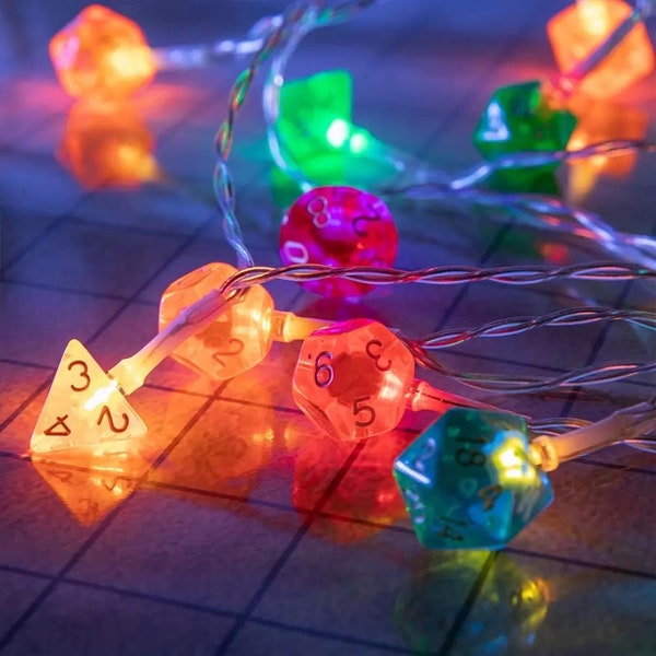 Handgefertigte LED Würfel Lichterstränge | Lichterkette, DND LED Lichterkette, D20 Dice Light für Weihnachtsbaum Dolls