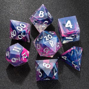 Starry Sky Silver Dice Set, Resin Sharp Edge Dice Set, DND Dice Set, Galaxy Dice, Space Dice, Polyhedral Dice Set, Dice Gift, DND Gifts