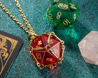 Abnehmbare DND Würfelkäfig Halskette mit Kette aus Metall Kette D20 Würfelkäfig Halskette - Schmuck Geschenk für DND Liebhaber, Dungeons und Dragons, Geschenk für DM