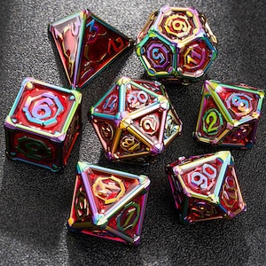 Metal DND Dice Set, Dazzling Colors Dice Set, Role Playing Games Dice, Metal Dice Set, Dazzling Dice, Polyhedral Dice Set, Dice Gifts