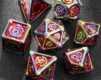 Zestaw Metalowych Kostek DND, Zestaw Kostek Dazzling Colors, Kostki do Gier RPG, Zestaw Metalowych Kostek, Dazzling Dice, Zestaw Kostek Wielościennych, Prezenty Kostek