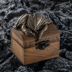 Custom Dragon Ring Box with Name, Wooden Ring Holder, Personalized Jewelry Box for Proposal/Wedding/Engagement, Memorial Gift for Him