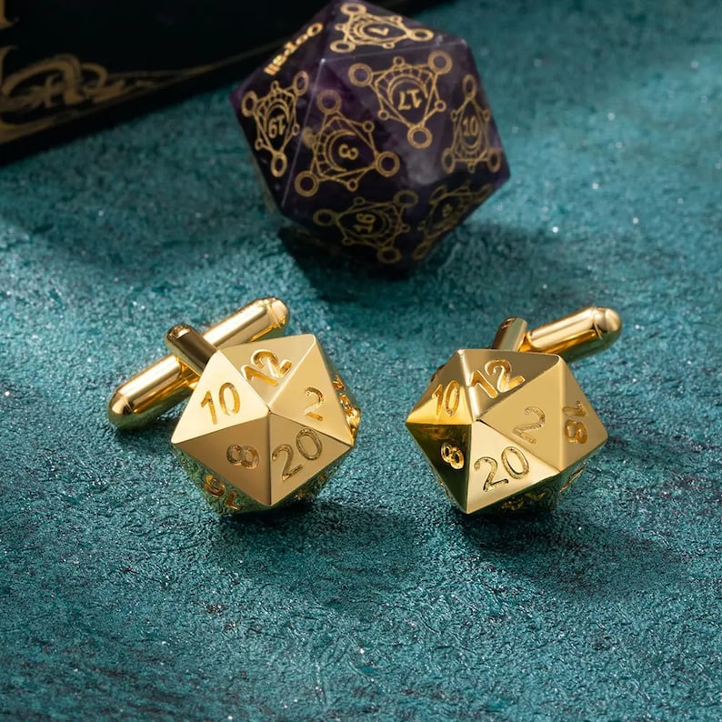 Boutons de manchette D20 personnalisés pour les amateurs de jeux vidéo du MDN-cadeau de garçon d'honneur, donjons et dragon, bouton de manchette de mariage du MDN, cadeau d'anniversaire, cadeau pour SM image 3