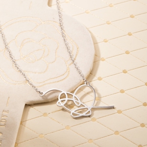 Love Yourself Heart Necklace, Heart Signature Necklace K-Pop Minimalist Heart Jewelry for Her, Best Friend Gift, Army Love Birthday Gift