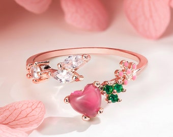 Handmade Flower Stackable Adjustable Ring Gift for Women, adjustable rings, Cluster ring, Dainty stackable rings, open ring, floral ring
