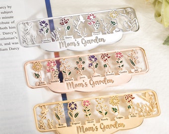 Custom Name Grandma's Garden Bookmark, Unique Floral Bookmark, Exquisite Stainless Steel Bookmark, Birthday/Anniversary Gift For Book Lover