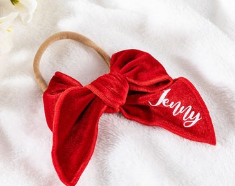 Personalized Name Bow Headband for Baby Girl, Multicolor Velvet Bow Headband, Baby Shower/New Mom Gifts, Gifts for Toddler/Newborn/Infant