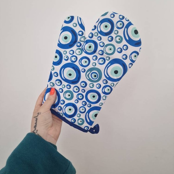 Evil Eye Oven Glove, Oven Gloves, Evil Eye Accessories, Kitchen Accessories, Kitchen Mitt, Evil Eye Homeware, Nazar Home, Turkish Evil Eye