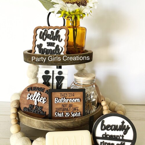 BUNDLE // Laundry Room Themed Tiered Tray Decor // Laundry Etsy