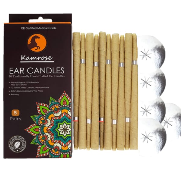 10 x Hopi Ear Candles for Blocked Ears Hopi Wax Remover  5 Protective Discs Aromatherapy CE Medical Grade Double DISC Wax Filter