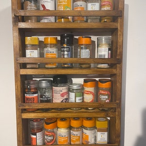 Hand-Made Modernist Wood Spice Jar Rack