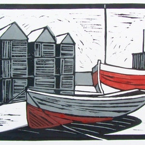 Hastings net shops linocut original limited edition print picture