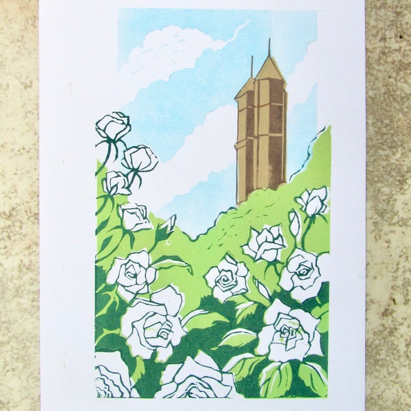 Sissinghurst Castle Garden linocut original limited edition print picture