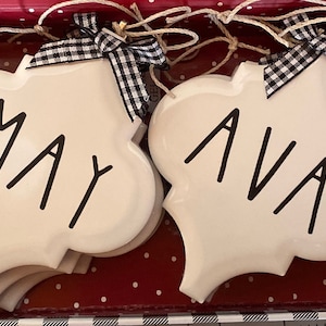 Farm style inspired tile ornaments/Personalized ornaments/Tile Ornaments