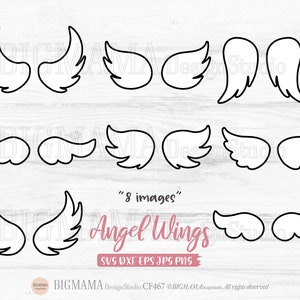 Angel wings SVG,Angel wing svg,Angel wings PNG,Wings shape,Wing shape,DXF,Cut file,Cricut,Silhouette,Outline,Line Art,Instant download_CF467