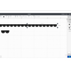 May include: A black and white design of a scalloped border, shown on a computer screen with a grid background. The design is labeled "CT288-1" and is ready to be cut.