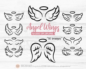 Angel wings SVG,Angel wing svg,Angel wings PNG,Wings shape,Wing Outline,DXF,Cut file,Cricut,Silhouette,Bundle,Vector,Instant download_CF390