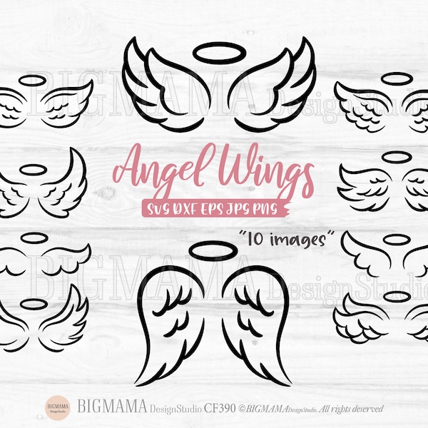 Angel wings SVG,Angel wing svg,Angel wings PNG,Wings shape,Wing Outline,DXF,Cut file,Cricut,Silhouette,Bundle,Vector,Instant download_CF390