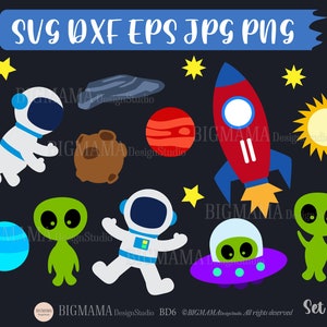 SVG, Weltraum Rakete,Raumschiff,Astronaut,Sonnensystem,Geburtstag,Alien,UFO,Planeten,Galaxie,Cricut,Instant download_BD6