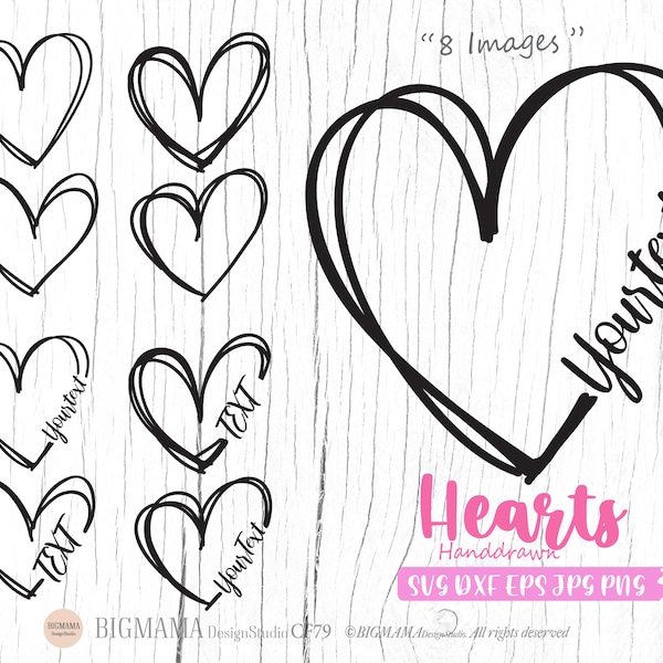 Heart SVG,Doodle Heart DXF,Sketch,Handdrawn,Valentine Heart cut file,PNG,Cutting file,Cricut,Silhouette,Commercial use,Instant download_CF79