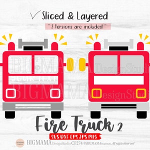 Fire Truck SVG,Fire Engine,Vehicles,Sliced,Layered,Name,Birthday,Boy,Firefighter,DXF,Cut file,Cars,Cricut,Silhouette,Instant download_CF274