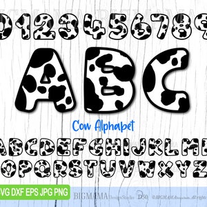 牛のアルファベット SVG、数字、文字、バンドル、誕生日、牛のプリント、パターン、モノグラム、PNG、クリップアート、カット ファイル、Cricut、Cameo、フォント、即時ダウンロード_D56