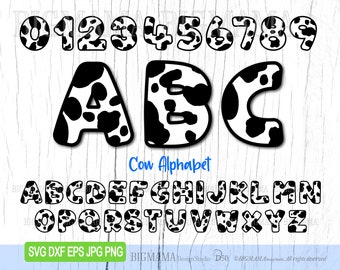 Cow Alphabet SVG,Numbers,Letters,Bundle,Birthday,Cow Print,Pattern,Monogram,PNG,Clipart,Cut File,Cricut,Cameo,Font,Instant download_D56