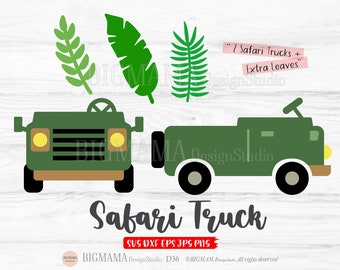 Safari Truck SVG,Jungle,Tropical,Retro,Cars,Birthday,Boy,Kids,DXF,Cut file,Vinyl,Transportation,Clipart,Cricut,Vehicles,Instant download_D36