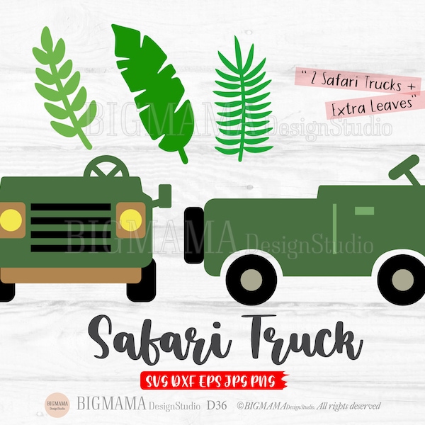 Safari Truck SVG,Jungle,Tropical,Retro,Cars,Birthday,Boy,Kids,DXF,Cut file,Vinyl,Transportation,Clipart,Cricut,Vehicles,Instant download_D36