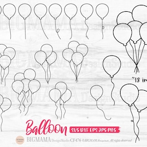 Ballonoverzicht SVG, ballon gesneden bestand, feest, verjaardag, ballon zeer fijne tekeningen, clipart, snijbestand, png, cricut, silhouet, instant download_CF476