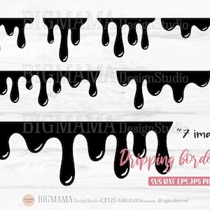 Dripping Border Svg,Borders Svg Bundle,Choclate Paint drip,Liquid,Cut File,Cricut,Silhouette,DXF,PNG,EPS,Clipart,Instant download_CF325