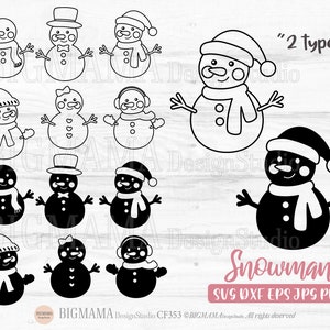 Christmas Snowman SVG,Kids,Vinyl,Santa,Line art,Stencil,Out Line,PNG,Cut file,Bundle,PNG,Clipart,Cricut,Silhouette,Instant download_CF353