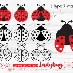 Coccinelle SVG, DXF, Lady Bug, fichier de coupe, mignon, enfants, enfants, en couches, PNG, Clipart, vinyle, Cricut, Silhouette, utilisation commerciale, Téléchargement instantané_CF331
