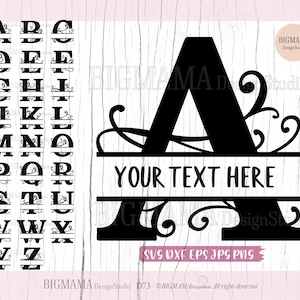 Split Letters A-Z SVG,Monogram,Wedding,Alphabet,Letter,Bundle,Font,Cricut,DXF,Cut File,Silhouette,Name,DIY,Instant download_D73