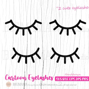 Cartoon Wimper SVG, Comic Buch Wimper SVG, einfach, niedlich, Kawaii, Monoline, Schneidedatei, PNG, Wimpern, Cricut, Silhouette, Sofort download_CF429