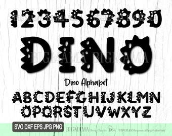 Dinosaur alfabet SVG, cijfers, letters, doodle, handgetekende, Dino, bundel, verjaardag, PNG, jongens, kinderen, clipart, lettertype, Cricut, cameo, instant download_D54